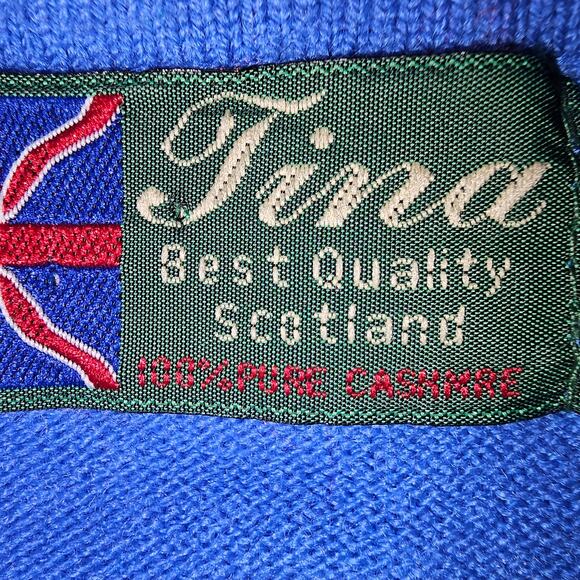 Vintage 100% Cashmere Blue Button Up Sweater by Tina Best Quality Scotland XL - Picture 10 of 11